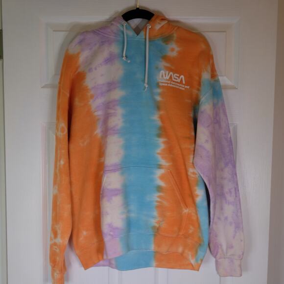 Artist Union NASA Tie Dye Hoodie Large Orange Blue Purple Space Shuttle - Picture 2 of 10